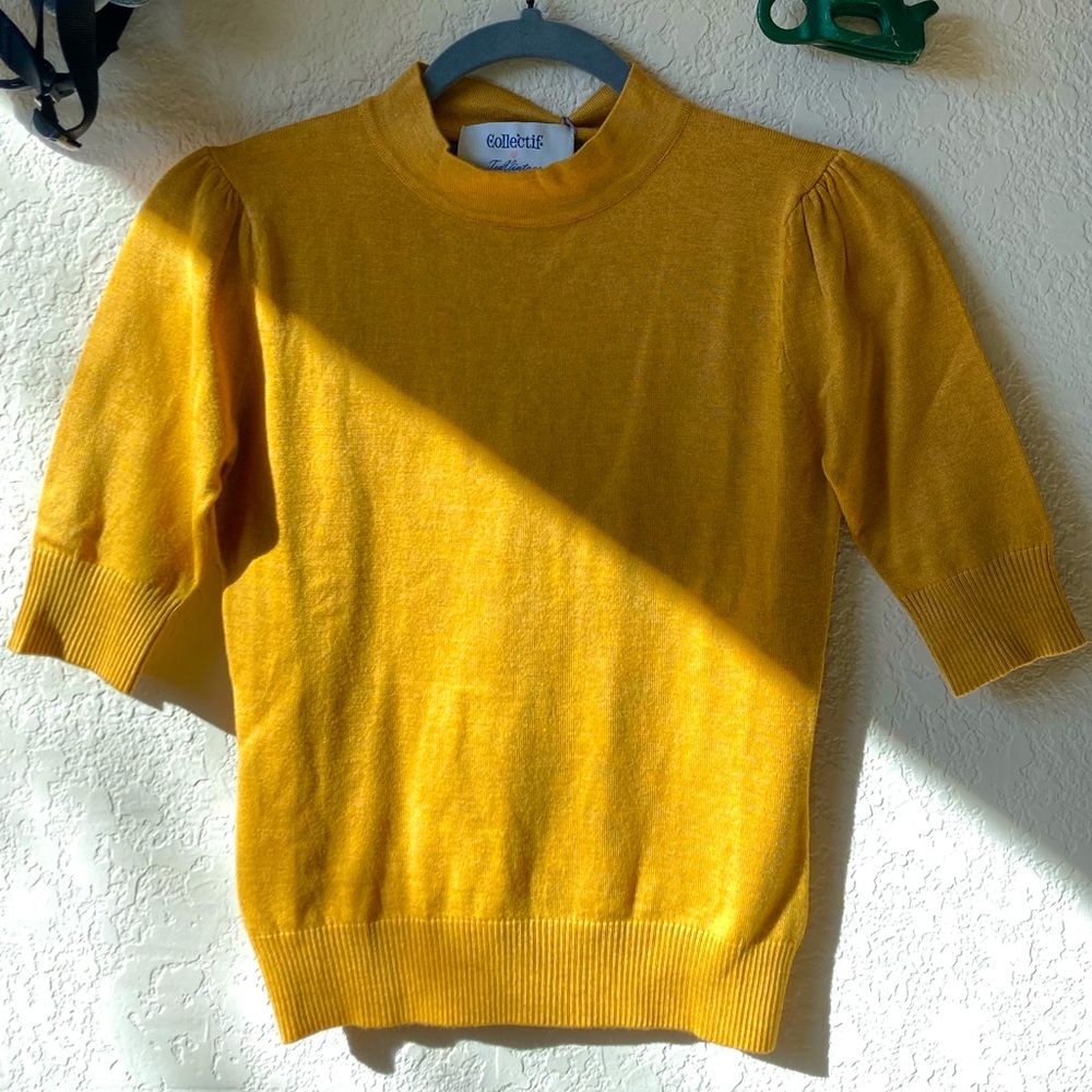 NWT Mustard Crewneck Retro Sweater by Collectif Top Vintage